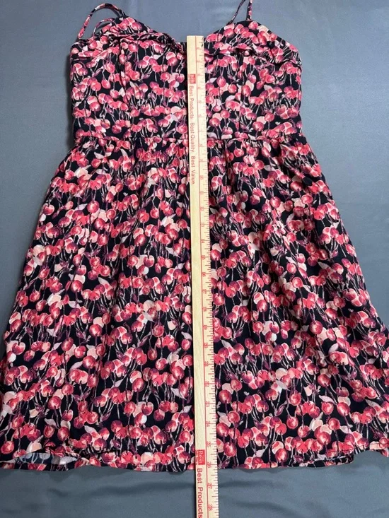 LC Lauren Conrad Black Dress with Pink Floral Straps Size 10 - Picture 9 of 10